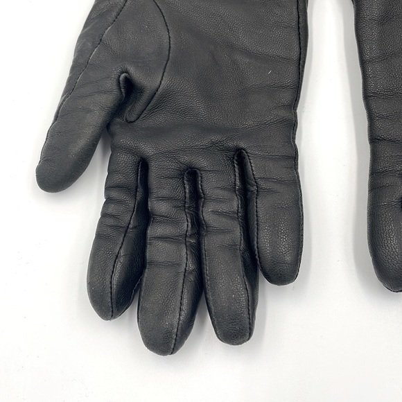 Nordstrom Cashmere Lined Leather Touchscreen Black Gloves - Picture 6 of 7